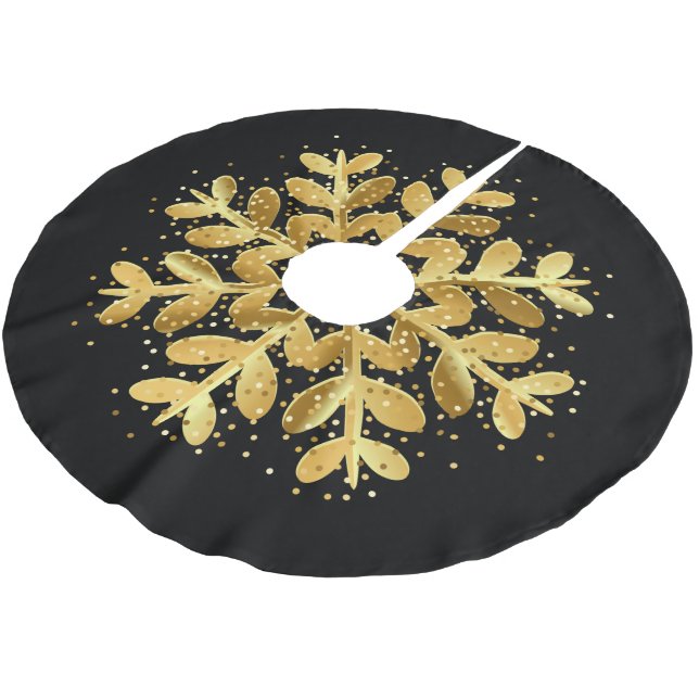 Holiday Tree Skirt Snowflake Polyester Weihnachtsbaumdecke (Schrägansicht)
