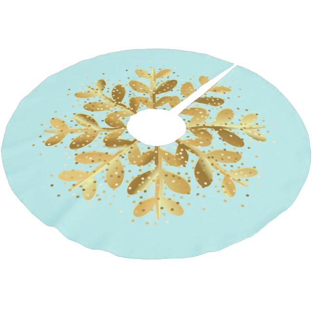 Holiday Tree Skirt Snowflake Polyester Weihnachtsbaumdecke (Schrägansicht)