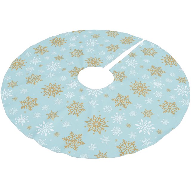 Holiday Tree Skirt Snowflakes Polyester Weihnachtsbaumdecke (Schrägansicht)