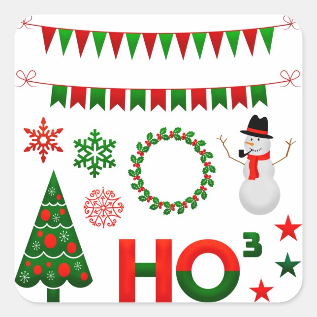Holiday trendy Frohe Weihnachten Quadratischer Aufkleber (Vorderseite)