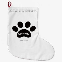 Holiday Tribute with Black & White Paw Prints Großer Weihnachtsstrumpf