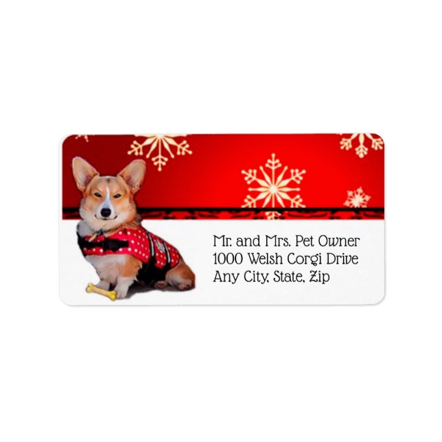 Holiday Tricolor Corgi Adressaufkleber (Vorne)
