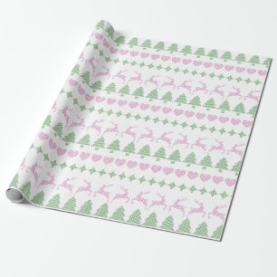 Holiday Ugly Sweater Muster grün & rosa Geschenkpapier