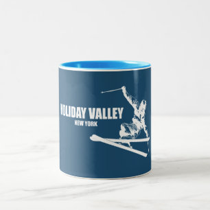 Holiday Valley Resort Skifahrer Zweifarbige Tasse