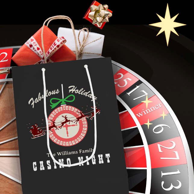 Holiday Vegas Casino Blackjack Poker Nacht Party Mittlere Geschenktüte (Holiday Vegas Casino Blackjack Poker Night Party Medium Gift White Elephant Secret Santa Favor Bag)