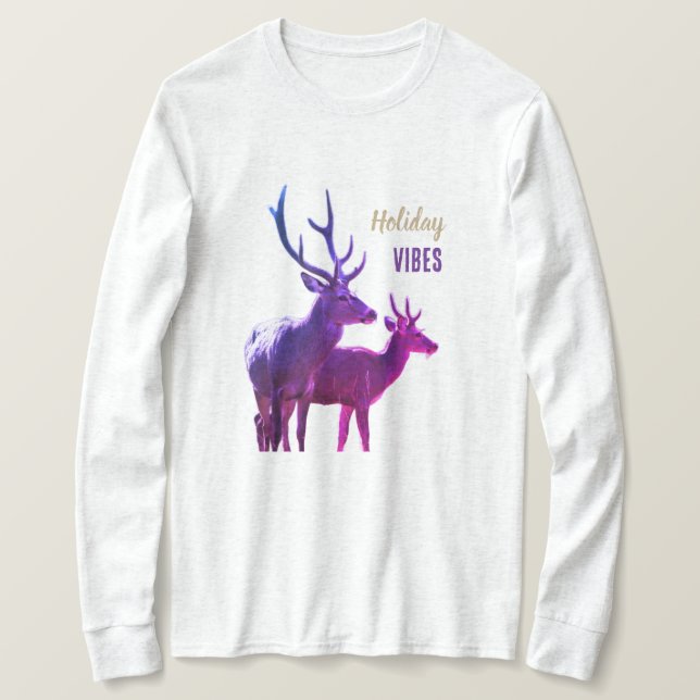Holiday Vibes Deers Long Sleeves Top (Design vorne)