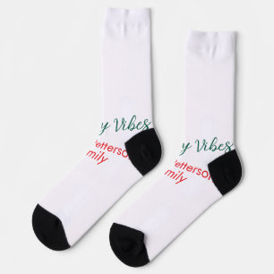 Holiday Vibes red Weihnachten fügen Familiennamen Socken