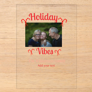 Holiday Vibes Roter Familienname Foto Name Süßigke Acryleinladungen
