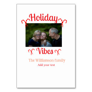 Holiday Vibes Roter Familienname Foto Name Süßigke Tischnummer