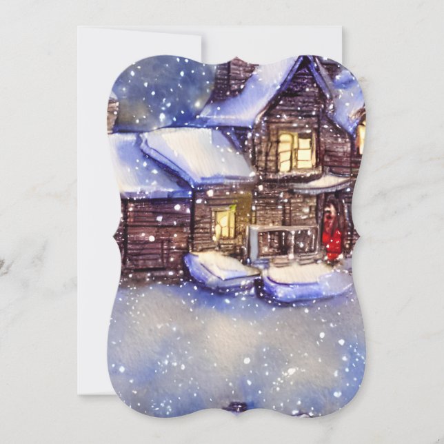 Holiday Vintag Cabin Blank Weihnachtskarte (Vorderseite)