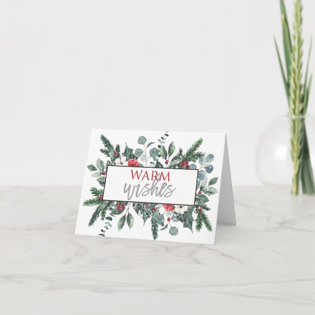 Holiday Warmes Wünsche mit Foto Weihnachtskarte Dankeskarte (Vorderseite)