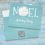 Holiday Watercolor Turquoise Sand Dollar QR Code  Einladung<br><div class="desc">This design features a Christmas holiday party watercolor beach Holiday invitation with a QR code scannable URL link, a simple minimalist typography design, with a blue turquoise water ocean sea, a stylish trendy calligraphy script text, a tropical coastal nautical seaside, a festive cute merry holiday invite, a whimsical fun holiday...</div>