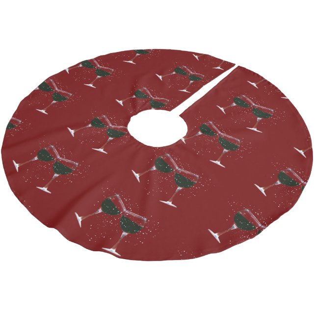 Holiday Wine Cheer Weihnachtsbaumrock Polyester Weihnachtsbaumdecke (Schrägansicht)
