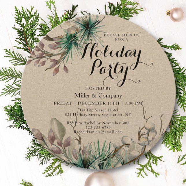 Holiday Winter Floral Corporate Weihnachten Party Einladung (Von Creator hochgeladen)