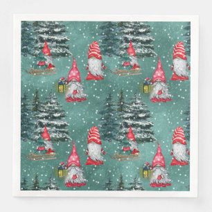 Holiday Winter Gnomes Serviette