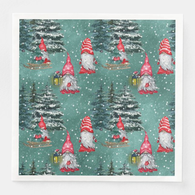 Holiday Winter Gnomes Serviette (Vorderseite)