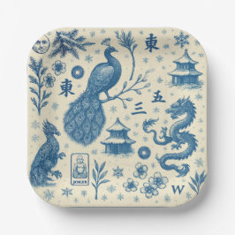 Holiday Winter Scene Mahjong Plates Pappteller