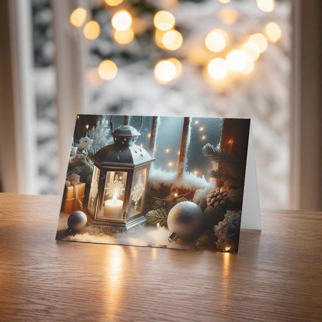Holiday Winter Silver Lantern Dankeskarte (Von Creator hochgeladen)