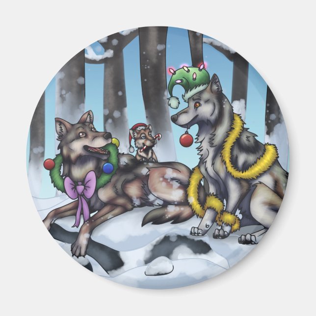 Holiday Wolves Magnet (Vorne)