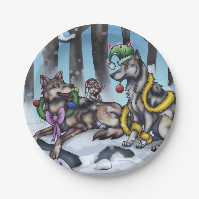 Holiday Wolves Pappteller (Vorderseite)