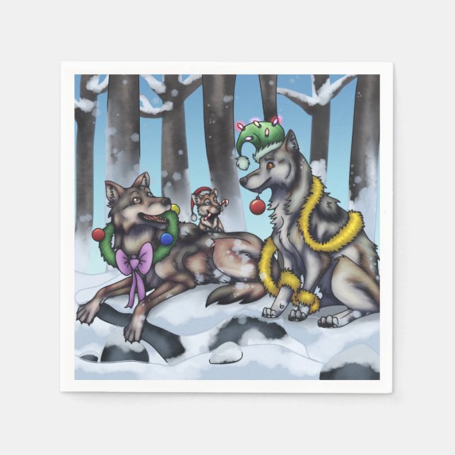 Holiday Wolves Serviette (Vorderseite)