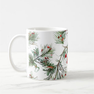 Holiday Woodland Pine & Red Berries Design Kaffeetasse