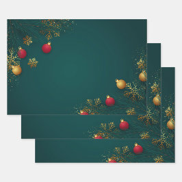 Holiday Wrapping Paper Flat Sheet Set of 3 Geschenkpapier Set