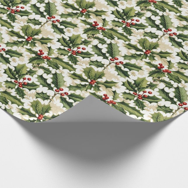 Holiday Wrapping Paper Holly Geschenkpapier (Ecke)