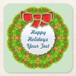 Holiday Wreath Abstrakt Modernes geometrisches Des Rechteckiger Pappuntersetzer