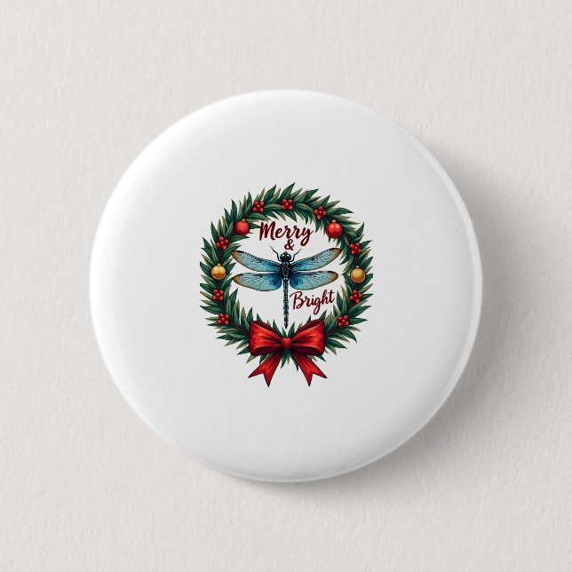 Holiday Wreath Dragonfly Button (Vorderseite)