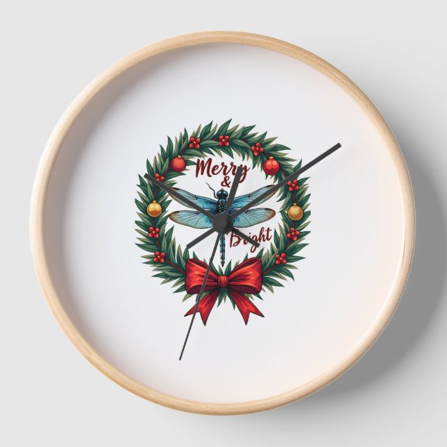 Holiday Wreath Dragonfly Uhr (Vorderseite)