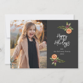 Holiday Wreath Foto Charcoal Holiday Card Feiertagskarte