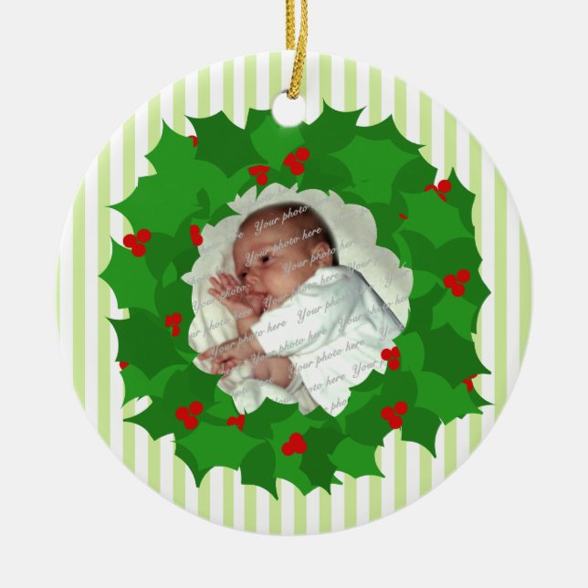 Holiday Wreath Foto Keramik Ornament (Vorne)