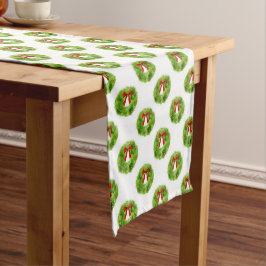 Holiday Wreath Green Red Pattern Mittelgroßer Tischläufer