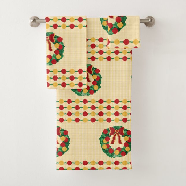 Holiday Wreath Knit Badhandtuch Set (Insitu)