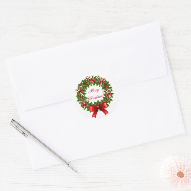 Holiday Wreath Runder Aufkleber (Umschlag)
