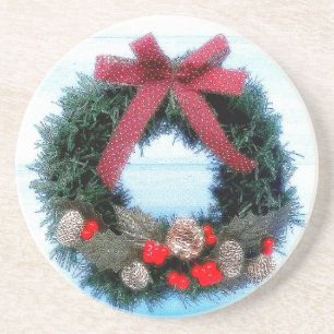 Holiday Wreath Sandstein Untersetzer
