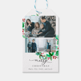 Holiday Wreath Script 3 Foto Frohe Weihnachtsschic Geschenkanhänger