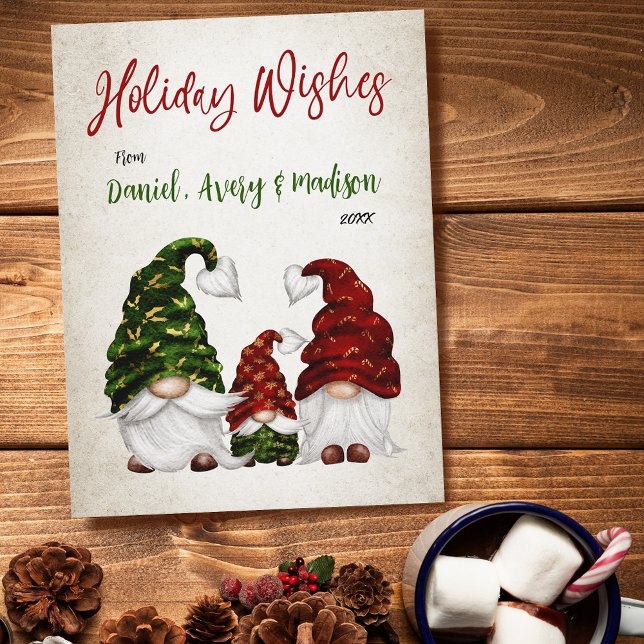 Holiday wünscht Rustikale Aquarellenfamilie Feiertagspostkarte (Von Creator hochgeladen)