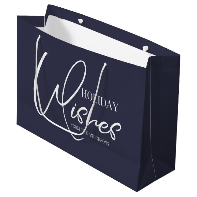 Holiday wünscht Weihnachtsgeschenktasche Große Geschenktüte (Vorderseite Schrägansicht)