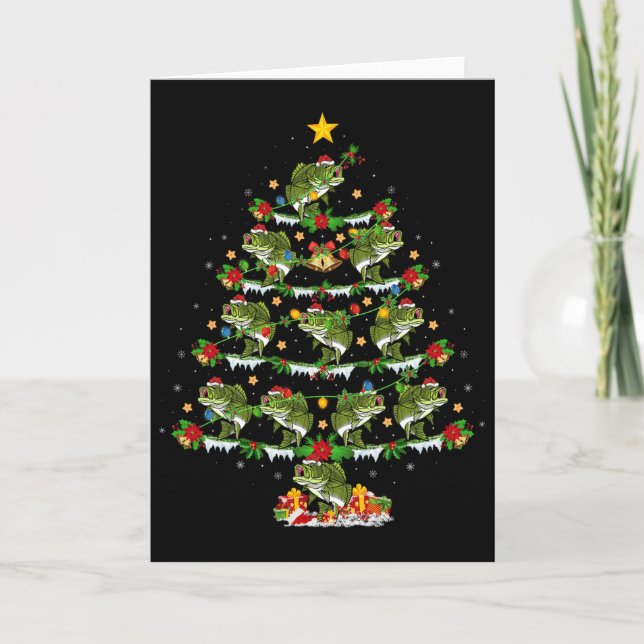 Holiday Xmas Lighting Santa Byss Fish Christmas Tr Karte (Vorderseite)