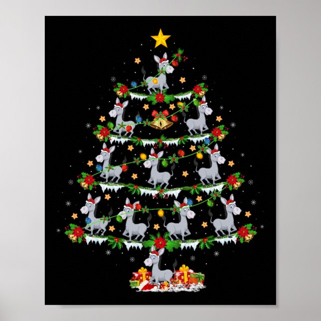 Holiday Xmas Lighting Santa Donkey Christmas Tree  Poster (Vorne)