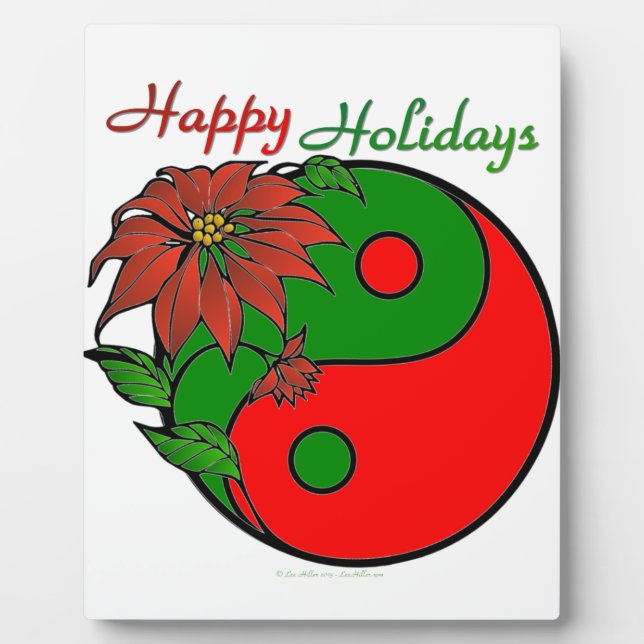 Holiday Yin Yang Poinsettia Green Red Fotoplatte (Vorderseite)