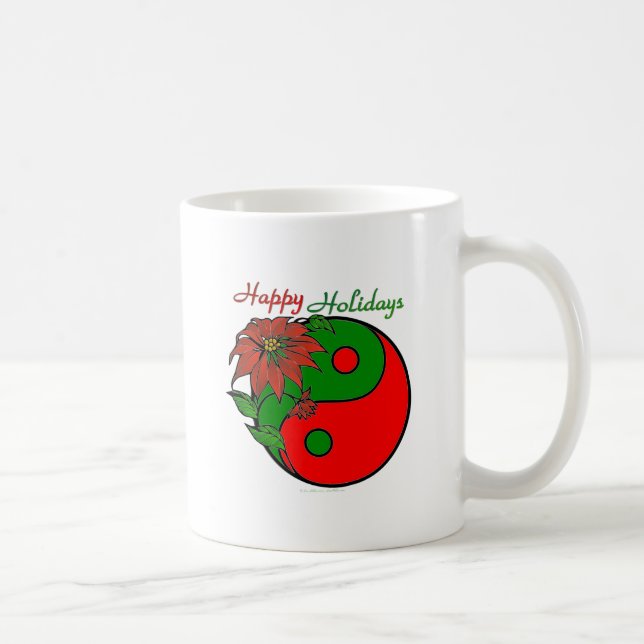 Holiday Yin Yang Poinsettia Green Red Kaffeetasse (Rechts)