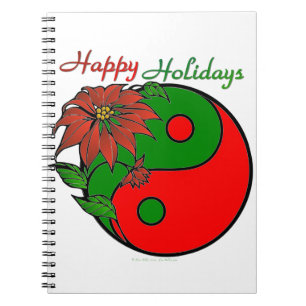 Holiday Yin Yang Poinsettia Green Red Notizblock