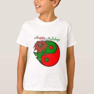 Holiday Yin Yang Poinsettia Green Red T-Shirt