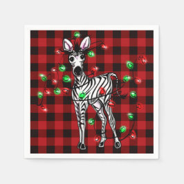 Holiday Zebra, roter Tartan, blinkende Lichter Serviette