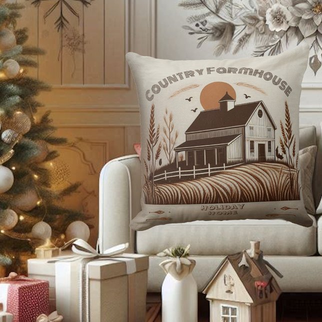 Holiday Zuhause Country Bauernhof Minimalistisch B Kissen (Holiday Home Country Farmhouse Minimalist Brown Throw Pillow)