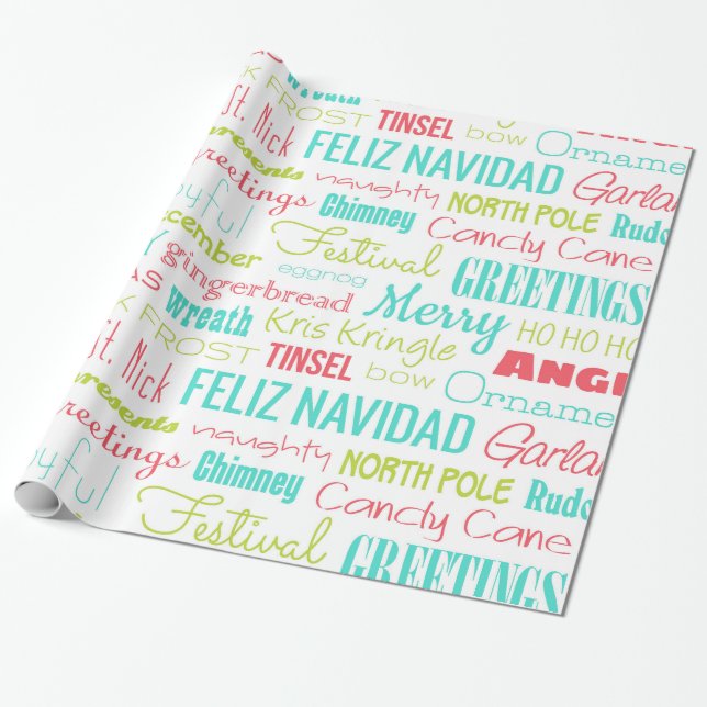 Holidays Jahreszeittypografie Geschenkpapier (Ungerollt)