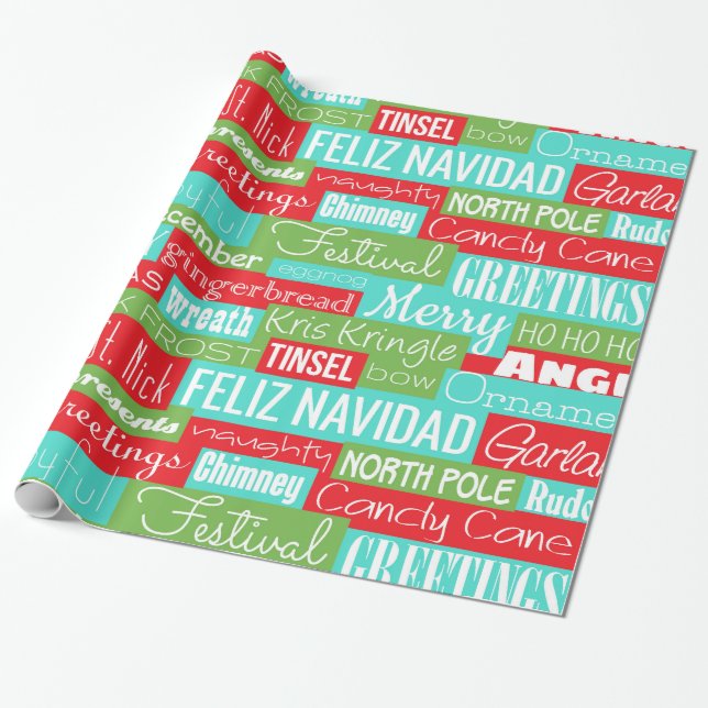 Holidays Jahreszeittypografie Geschenkpapier (Ungerollt)